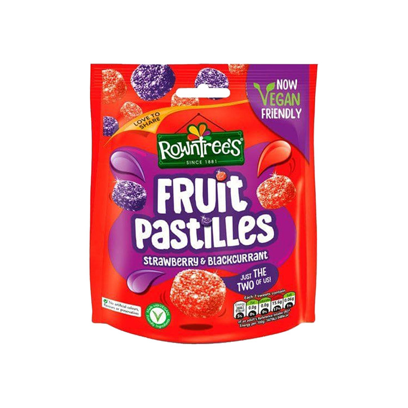 ROWNTREES FRUIT PASTILLES STRB/BLKCURRANT VEGAN 143G 30050029