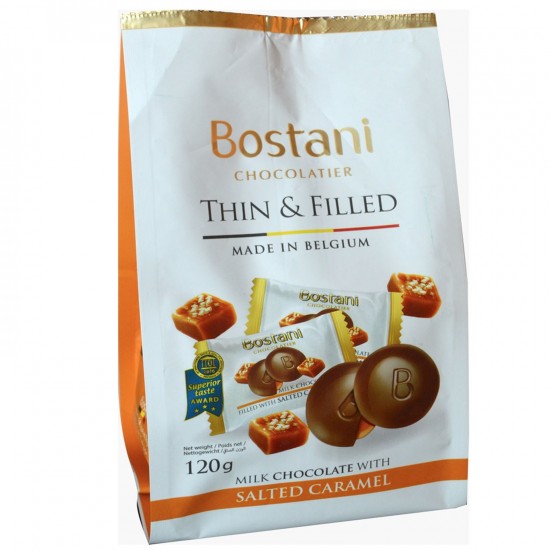 Bostani Chocolate Thins & Filled Milk Chocolate With Salted Caramel 120G