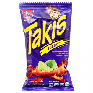 Takis Fuego Hot Chili Pepper & Lime Tortilla Chips 56g